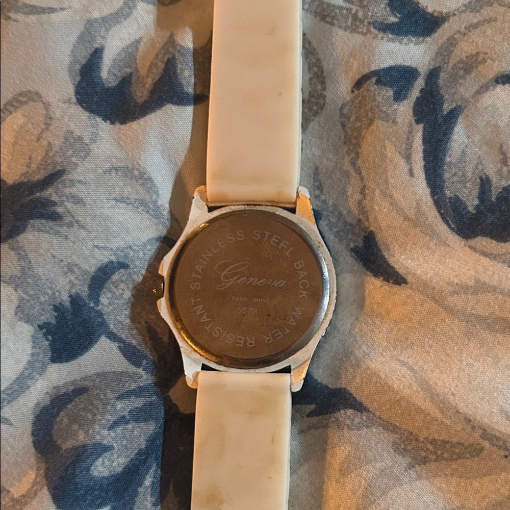 Geneva Cream and Silver Crystal Watch - Picture 2 of 4